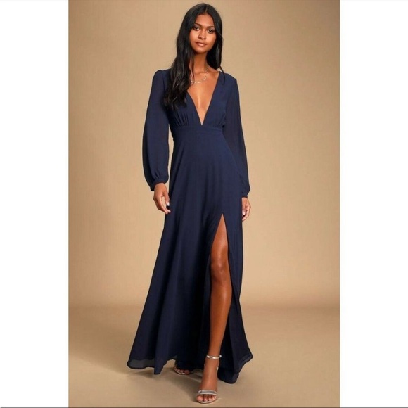 Lulus Dresses & Skirts - NWOT All My Life Navy Blue Long Sleeve Maxi Dress